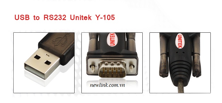 Cáp chuyển đổi, USB to RS 232 Unitek ( Win XP, Win 7, Win 8...)